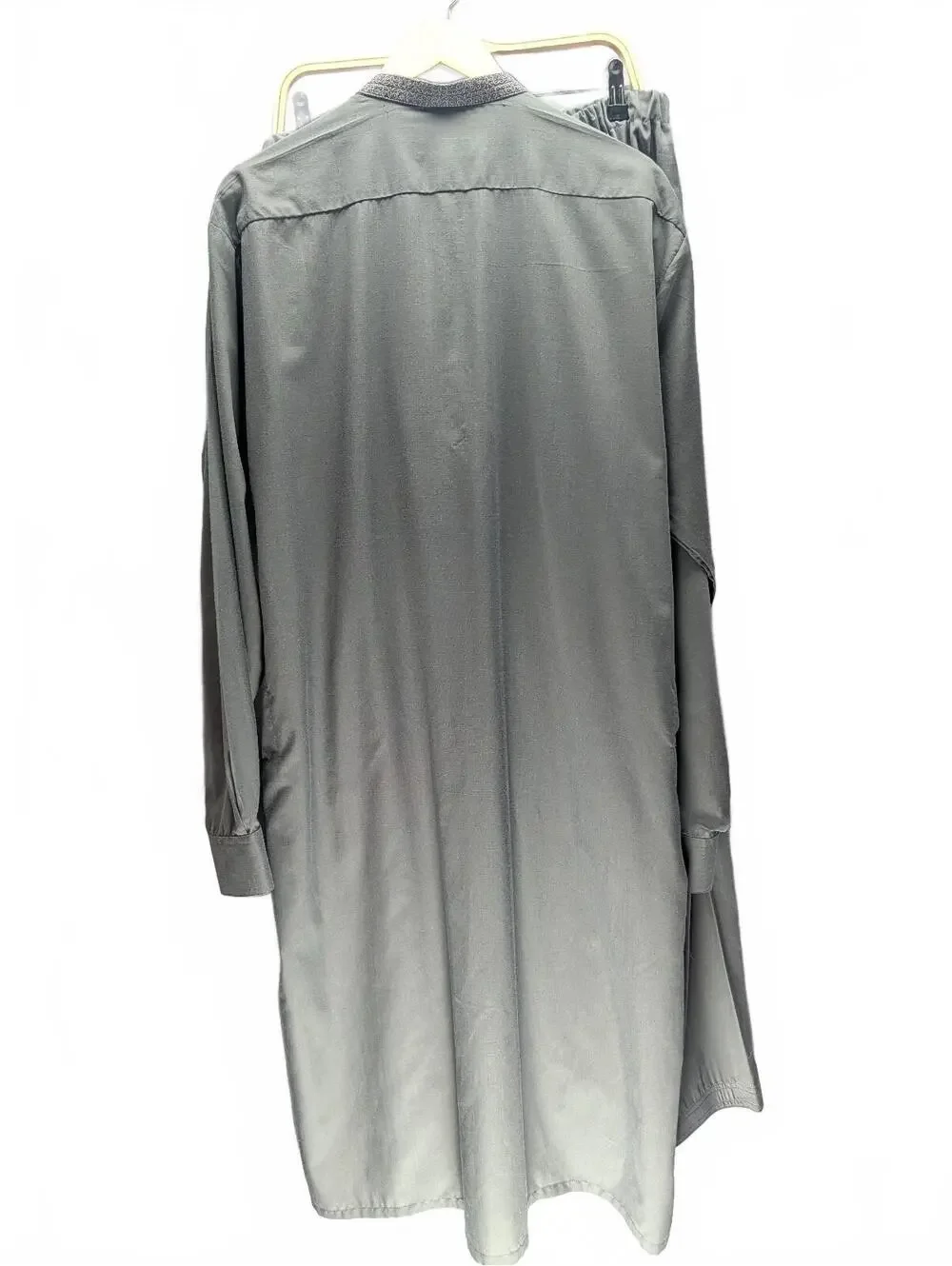 Traditional Men's Grey Shalwar Kameez Set with Embroidered